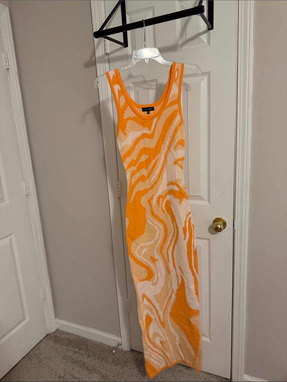 JLUXLABEL Orange and Cream Swirl Maxi Dress
